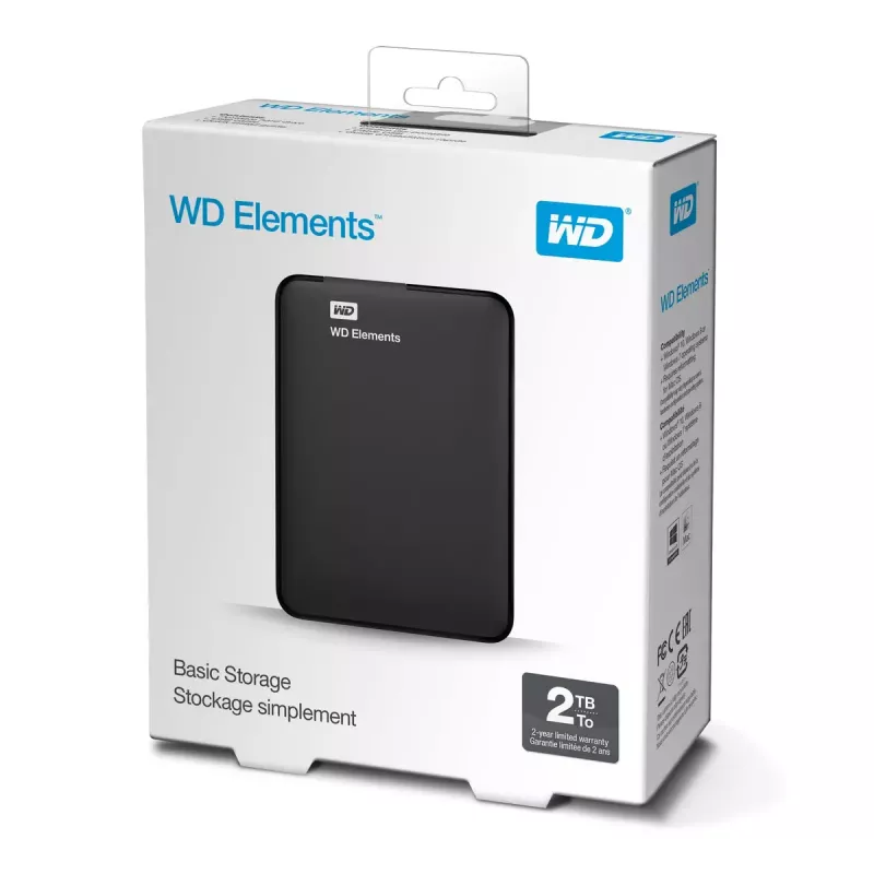 Externe Festplatte Western Digital WD Elements 2 TB 2,5 Zoll USB 3.2 Schwarz