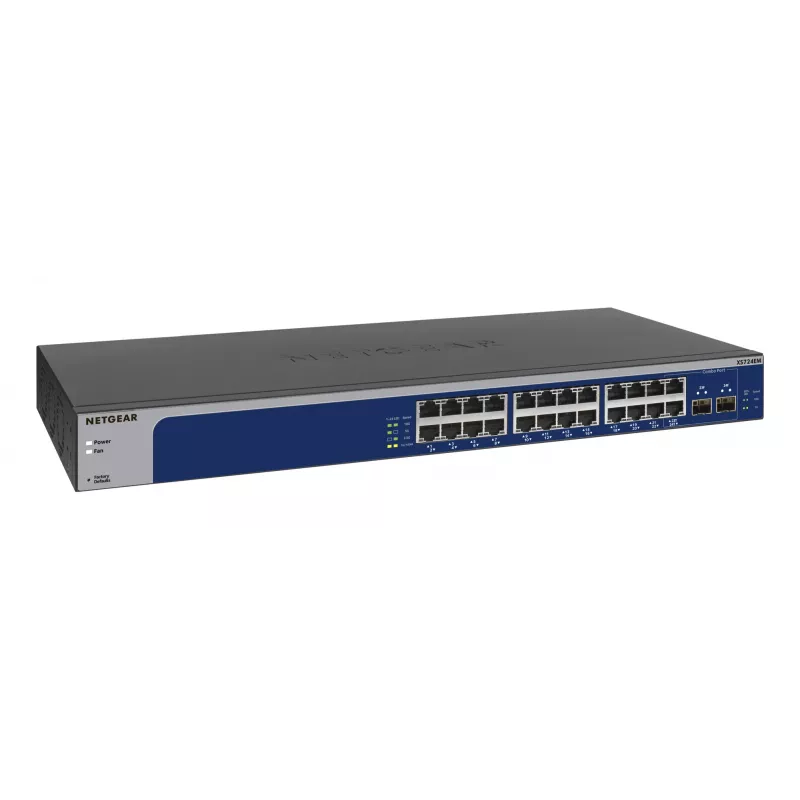 NETGEAR XS724EM Managed L2 10G Ethernet (100/1000/10000) 1U Blau, Grau