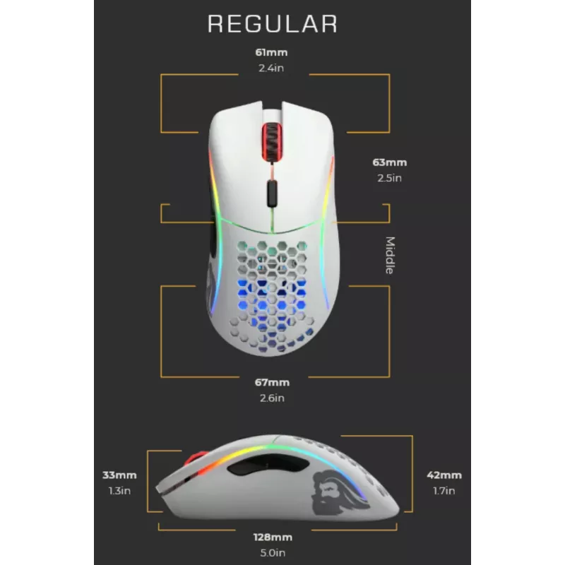 Glorious Gaming Glorious Model D Wireless - Mattweiß, Rechtshänder, RF Wireless, 19000 DPI, Weiß