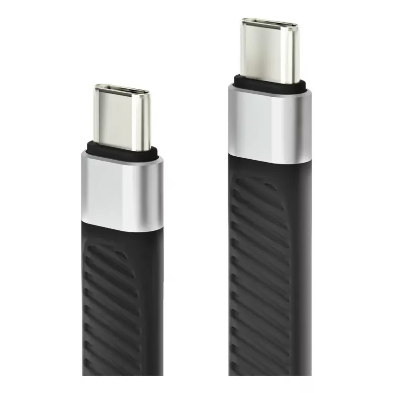 Techly ICOC-USBC-FL-U4 USB-Kabel USB4 Gen 2x2 0,124 m Schwarz