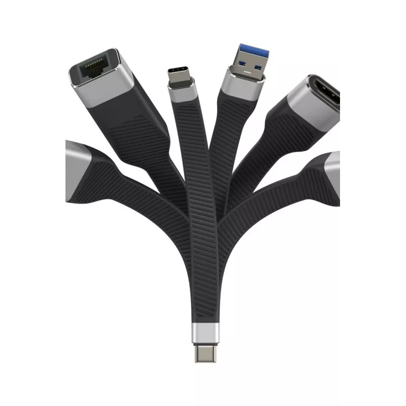 Techly ICOC-USBC-FL-U4 USB-Kabel USB4 Gen 2x2 0,124 m Schwarz