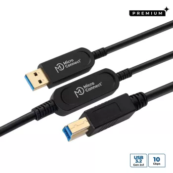 Microconnect MC-USB3.0AB20OP USB-Kabel USB 3.2 Gen 2 (3.1 Gen 2) 20 m USB A USB B Schwarz