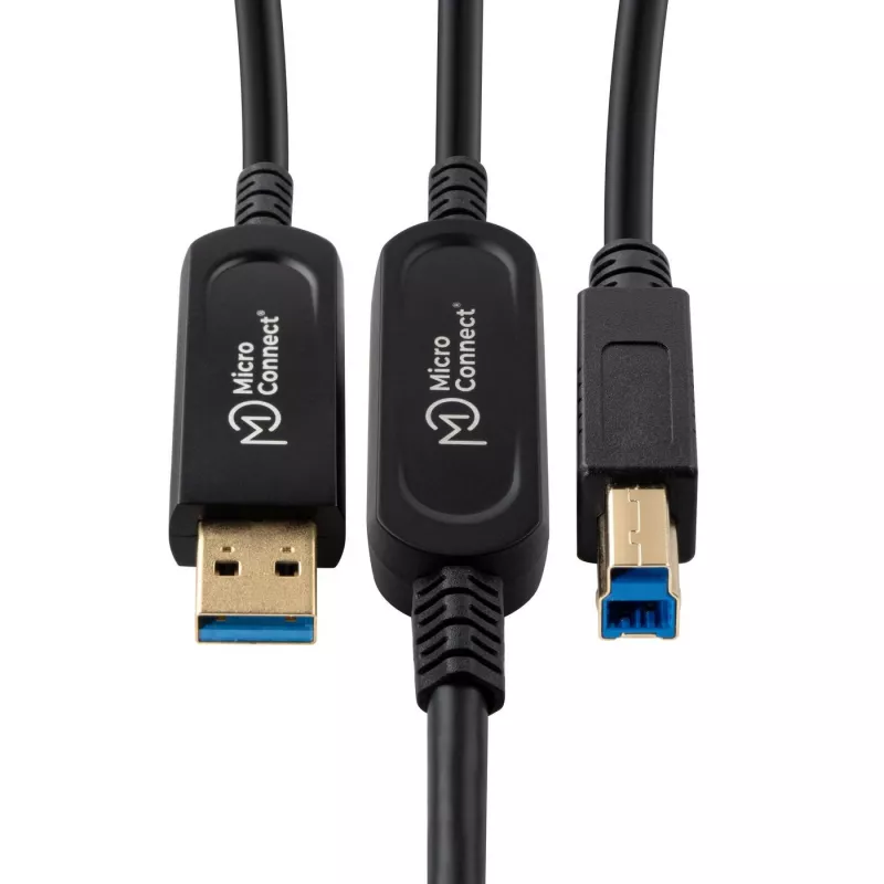 Microconnect MC-USB3.0AB20OP USB-Kabel USB 3.2 Gen 2 (3.1 Gen 2) 20 m USB A USB B Schwarz