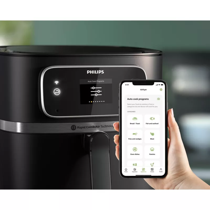 Heißluftfritteuse Philips 7000-Serie HD9880/90 8,3 l 2200 W Schwarz Edelstahl