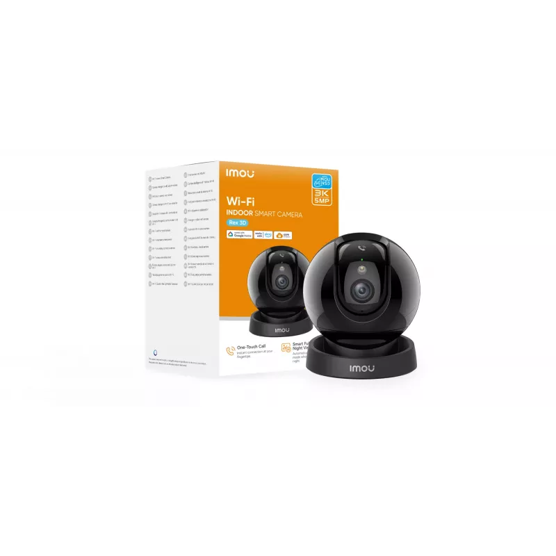Imou Rex 3D 5MP-R1 H.265 Wi-Fi P&T Kamera, IP-Überwachungskamera, Innenbereich, Kabelgebunden & Kabellos, Amazon Alexa & Google Assistant, Decke/Wand/Schreibtisch, Schwarz