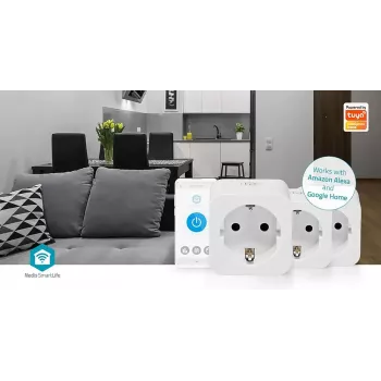 Smart-Steckdose Nedis WIFIP121FWT3 – Wi-Fi-Innensteckdose, 3er-Pack