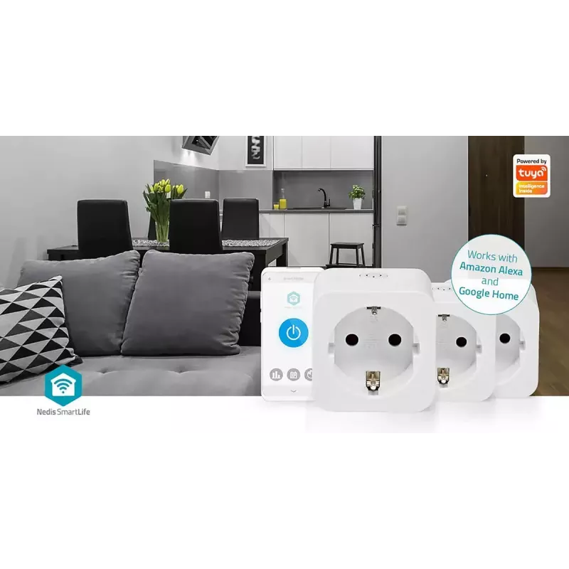 Smart-Steckdose Nedis WIFIP121FWT3 – Wi-Fi-Innensteckdose, 3er-Pack