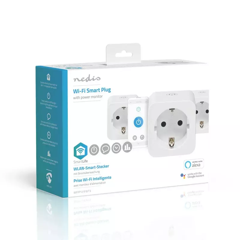 Smart-Steckdose Nedis WIFIP121FWT3 – Wi-Fi-Innensteckdose, 3er-Pack