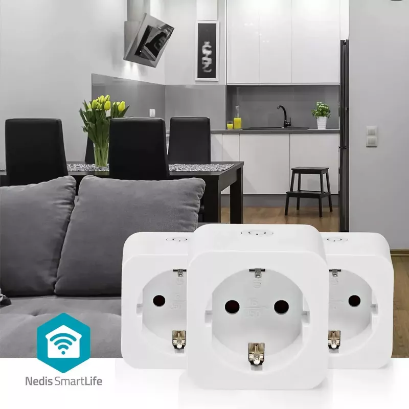 Smart-Steckdose Nedis WIFIP121FWT3 – Wi-Fi-Innensteckdose, 3er-Pack