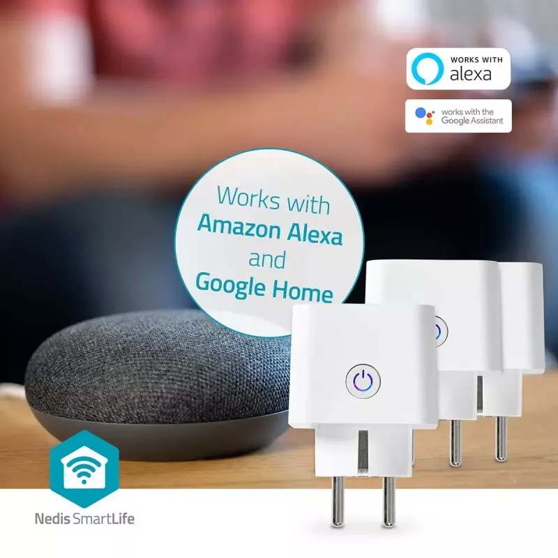 Smart-Steckdose Nedis WIFIP121FWT3 – Wi-Fi-Innensteckdose, 3er-Pack