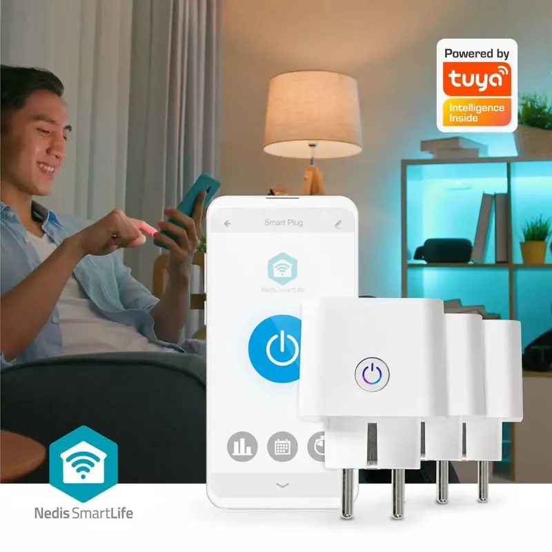 Smart-Steckdose Nedis WIFIP121FWT3 – Wi-Fi-Innensteckdose, 3er-Pack
