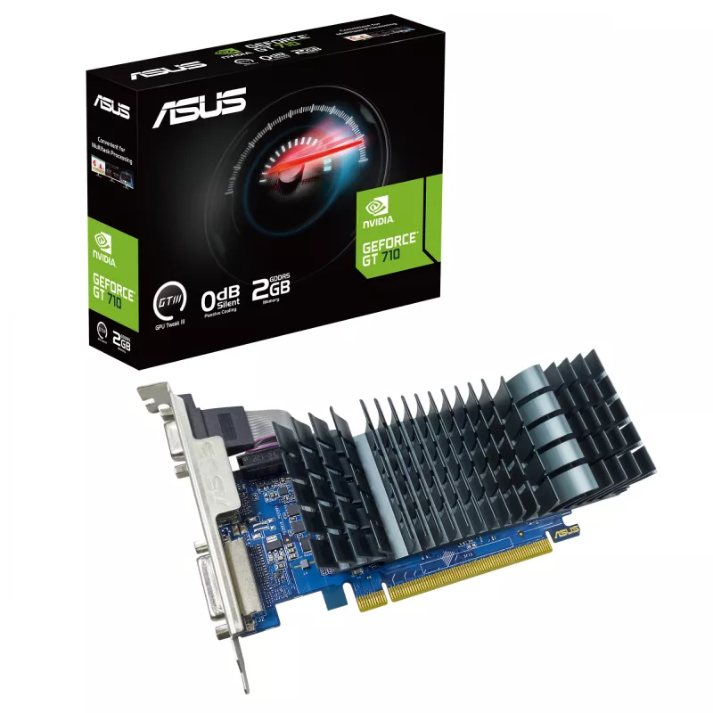 Grafikkarte ASUS GeForce GT 710 — 2 GB GDDR5, 64-Bit, PCIe 2.0, passive Kühlung