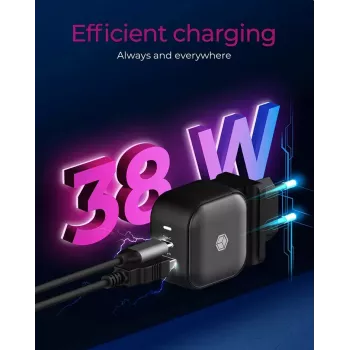 Wandladegerät ICY BOX 2-Port USB Power Delivery Schnellladung Schwarz