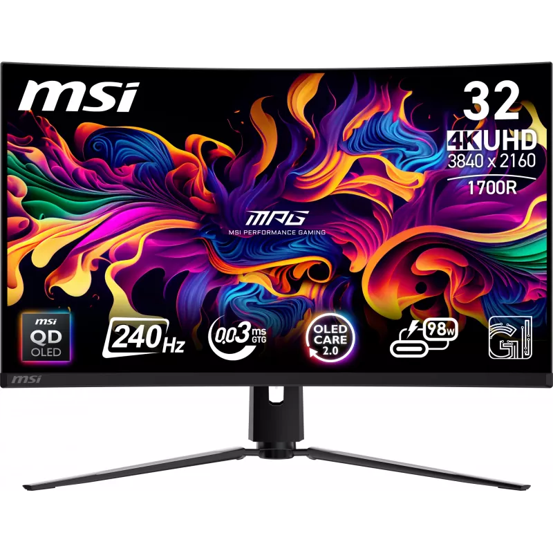MSI MPG 321CURX QD-OLED Computer Monitor 80 cm (31,5 Zoll) 3840 x 2160 Pixel 4K Ultra HD Schwarz