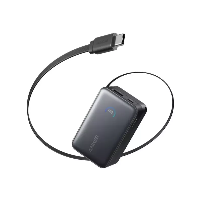 Powerbank Anker Nano 45W mit integriertem einziehbaren USB-C-Kabel A1638H11 10000 mAh Schwarz