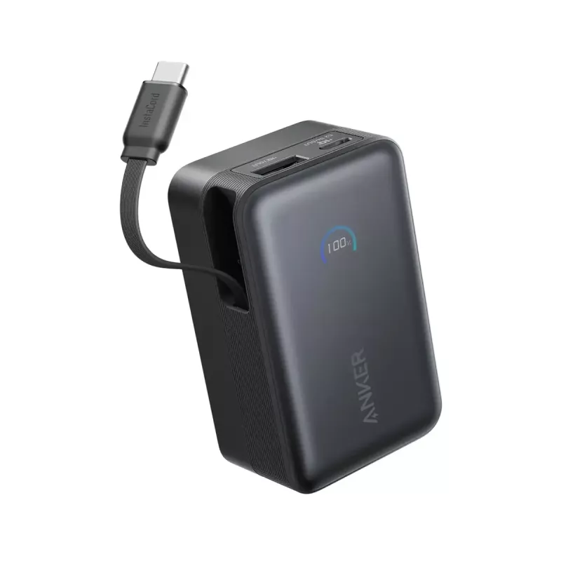 Powerbank Anker Nano 45W mit integriertem einziehbaren USB-C-Kabel A1638H11 10000 mAh Schwarz