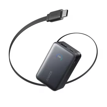 Powerbank Anker Nano 45W mit integriertem einziehbaren USB-C-Kabel A1638H11 10000 mAh Schwarz
