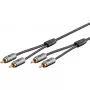 Audiokabel WENTRONIC Goobay 65293 — 2 m, 2×RCA-Stecker auf 2×RCA-Stecker, Kupfer, goldbeschichtete Kontakte, magnetische Abschirmung, grau