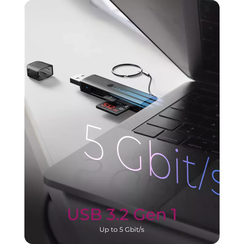 Kartenleser icybox 61179 – USB 3.2 Gen1 3-in-1, USB Type-C- und Type-A-Anschlüsse