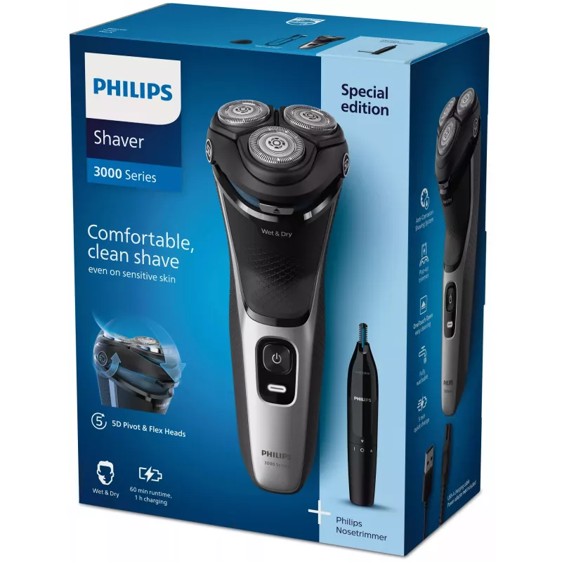 Philips S3143/02 Elektrorasierer Nass & Trocken PowerCut-Klingensystem