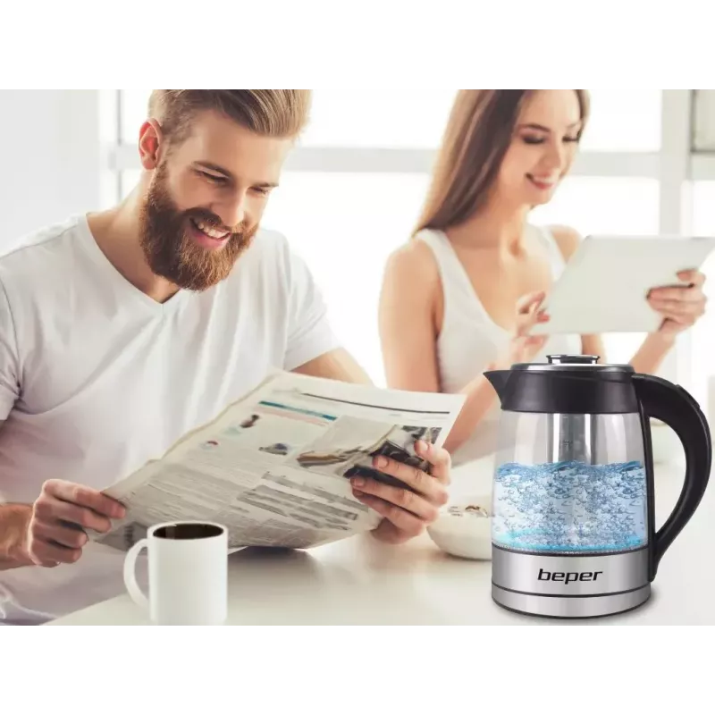 Elektrischer Wasserkocher Beper 1,8 L 2200 W Transparent