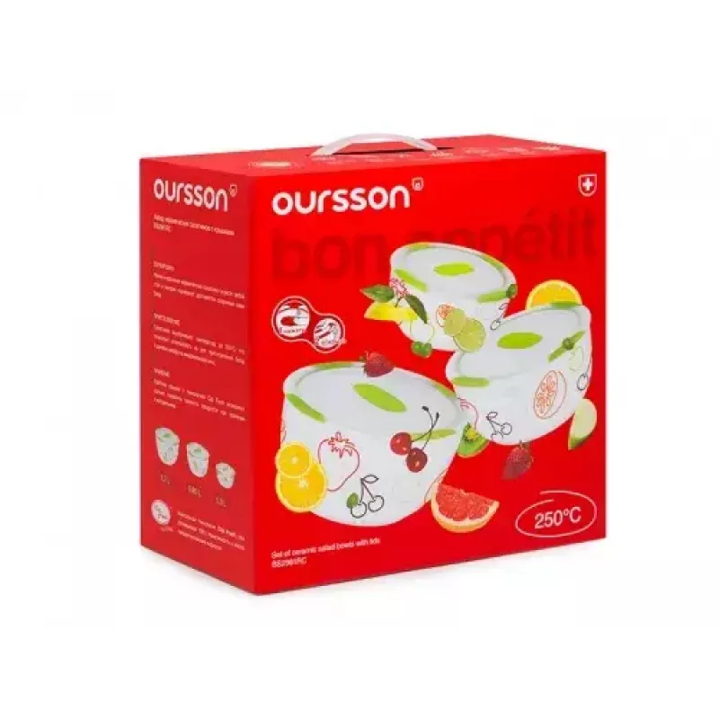 Salatschüssel Oursson BS2981RC/GA rund Keramik mehrfarbig 3 Stück