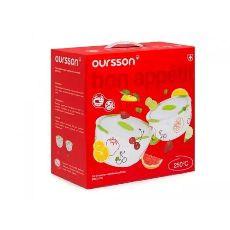 Salatschüssel OURSSON BS4781RC/GA Rund Keramik Mehrfarbig 2 Stück