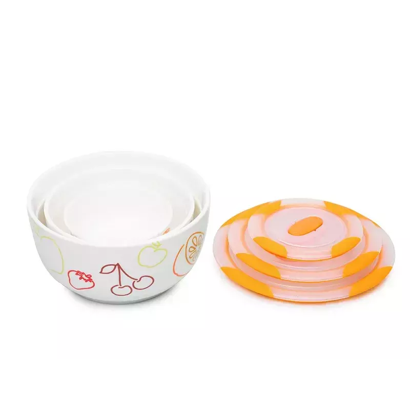 Schüssel-Set OURSSON BS2981RC/OR 1,7 L Rund Keramik Orange Weiß 3 Stk.