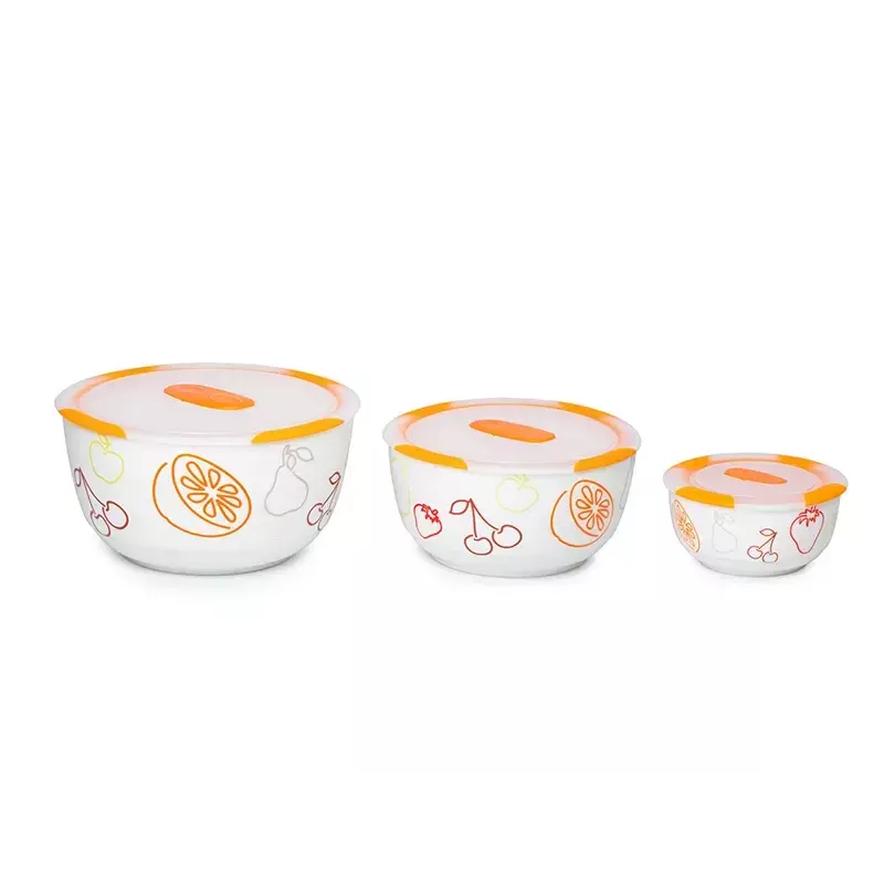 Schüssel-Set OURSSON BS2981RC/OR 1,7 L Rund Keramik Orange Weiß 3 Stk.