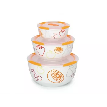 Schüssel-Set OURSSON BS2981RC/OR 1,7 L Rund Keramik Orange Weiß 3 Stk.