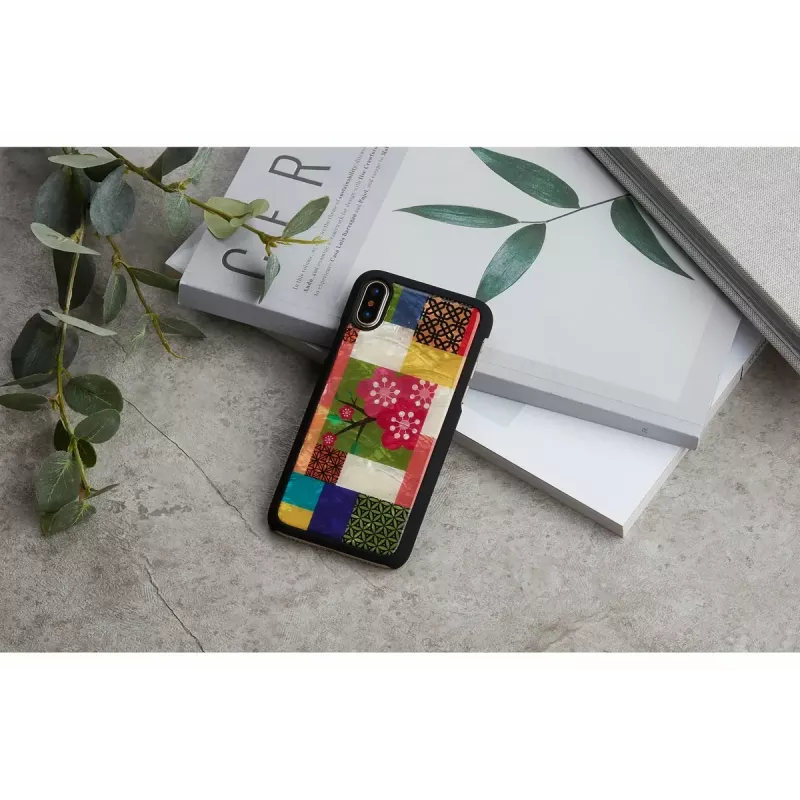 Smartphone-Hülle iKins für iPhone XS/S — Kirschblüten-Weiß-Design, schützende Hartschalen-Passform