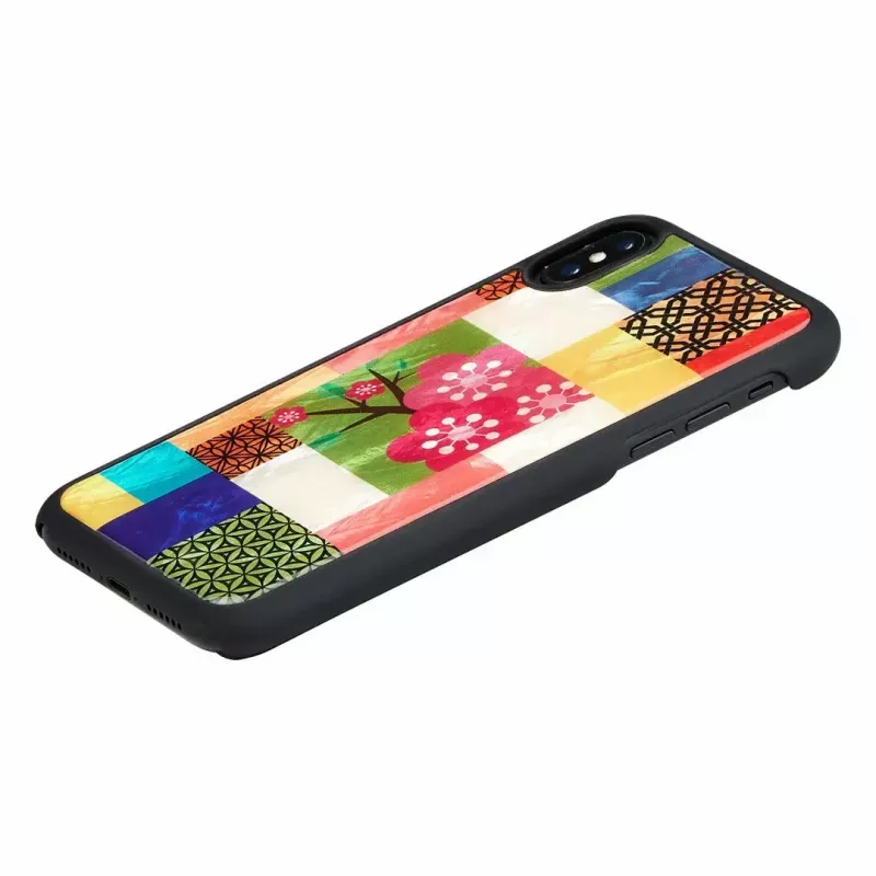 Smartphone-Hülle iKins für iPhone XS/S — Kirschblüten-Weiß-Design, schützende Hartschalen-Passform