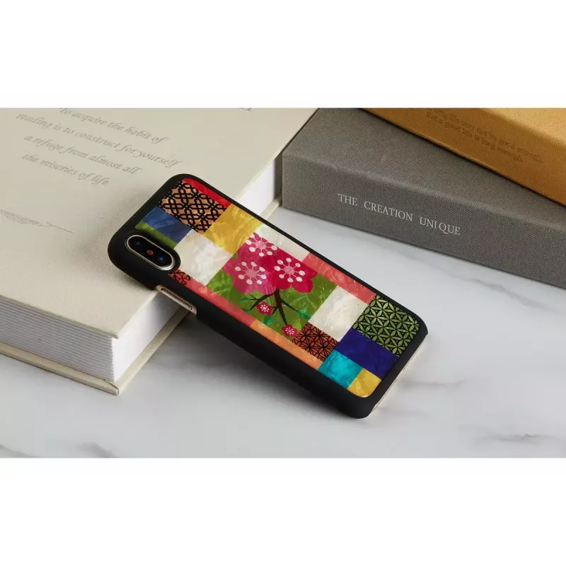 Smartphone-Hülle iKins für iPhone XS/S — Kirschblüten-Weiß-Design, schützende Hartschalen-Passform