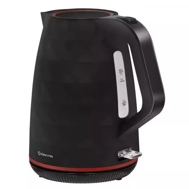 Elektrischer Wasserkocher MANTA KTL9230B 1.7L 2200W Schwarz, Kunststoffgehäuse, Strix Controller, Wasserstandsanzeige