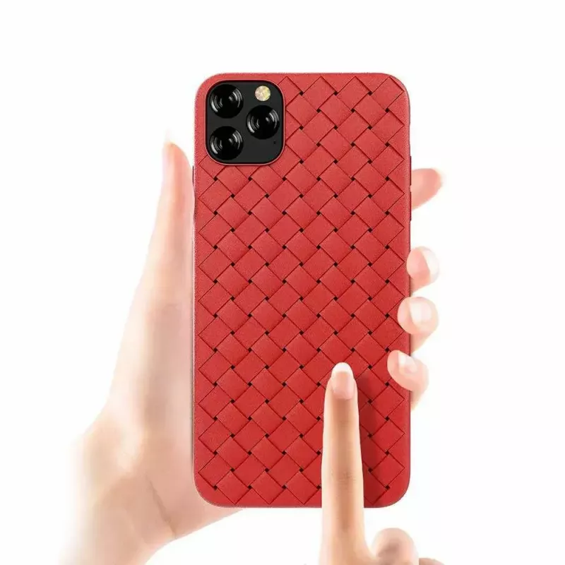 Weiche Handyhülle Devia für iPhone 11 Pro — gewebtes Muster, rot