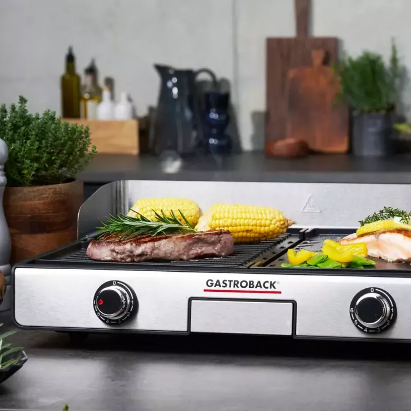 Gastroback Design Plancha & BBQ Kontaktgrill 2000 W Edelstahl