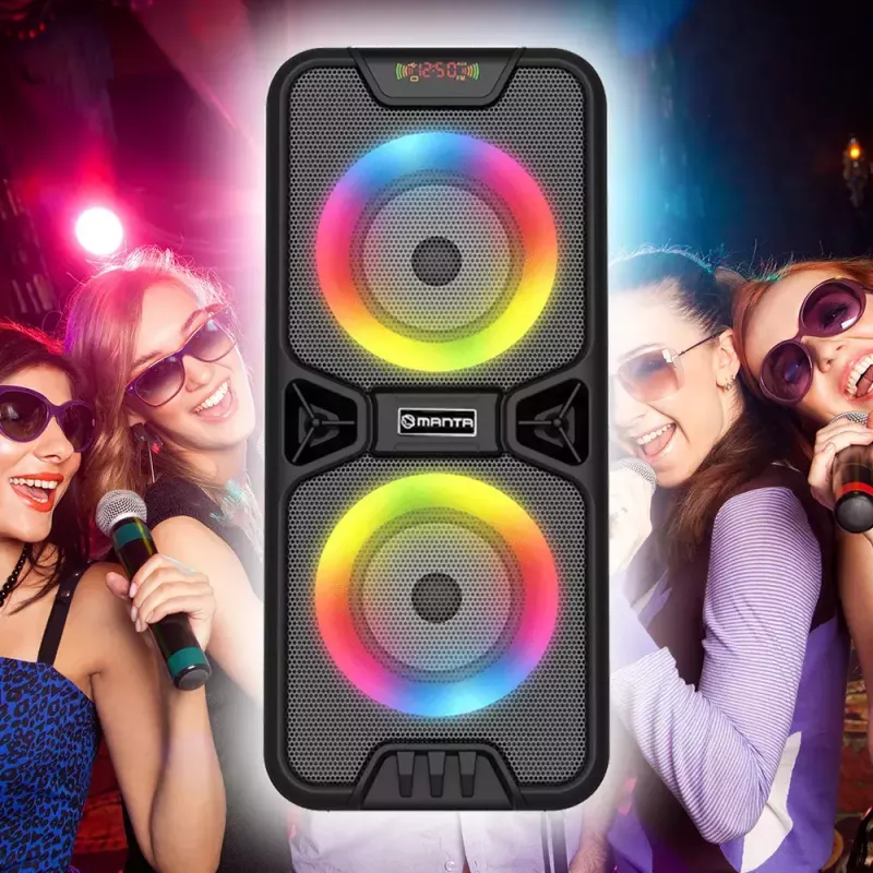 Tragbarer Bluetooth-Lautsprecher MANTA SPK816 — 30W RMS, Bluetooth 5.0, USB/SD/AUX, FM, 4h Akku, Schwarz