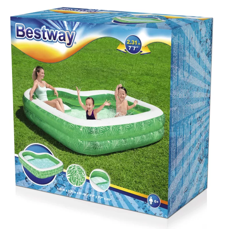 Bestway 7'7 Zoll x 7'7 Zoll x 20 Zoll/2,31 m x 2,31 m x 51 cm Tropical Paradise Familienpool