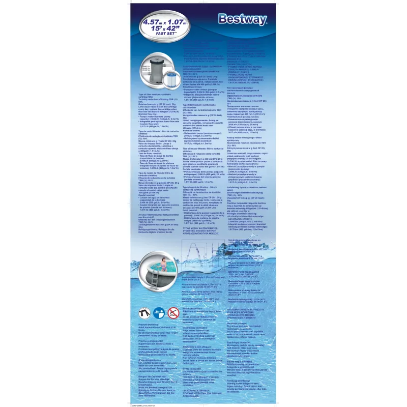 Bestway 57372 Aufstellpool Aufblasbarer Pool Rund 12362 L Grau