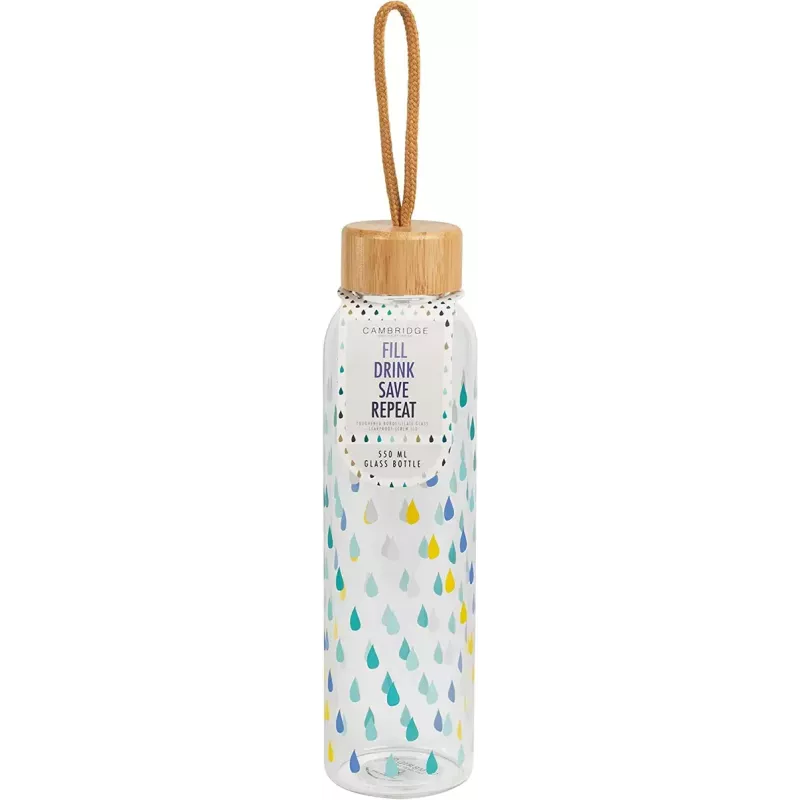 Glasflasche Cambridge CM06991 550 ml mit Bambusdeckel