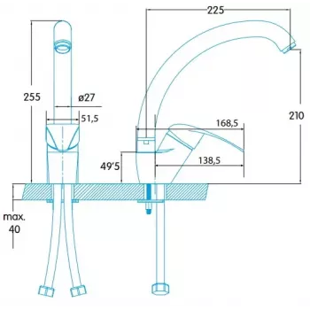 Pull-down-Armatur Edesa Iguazu Chrom Messing 25,5 cm Höhe