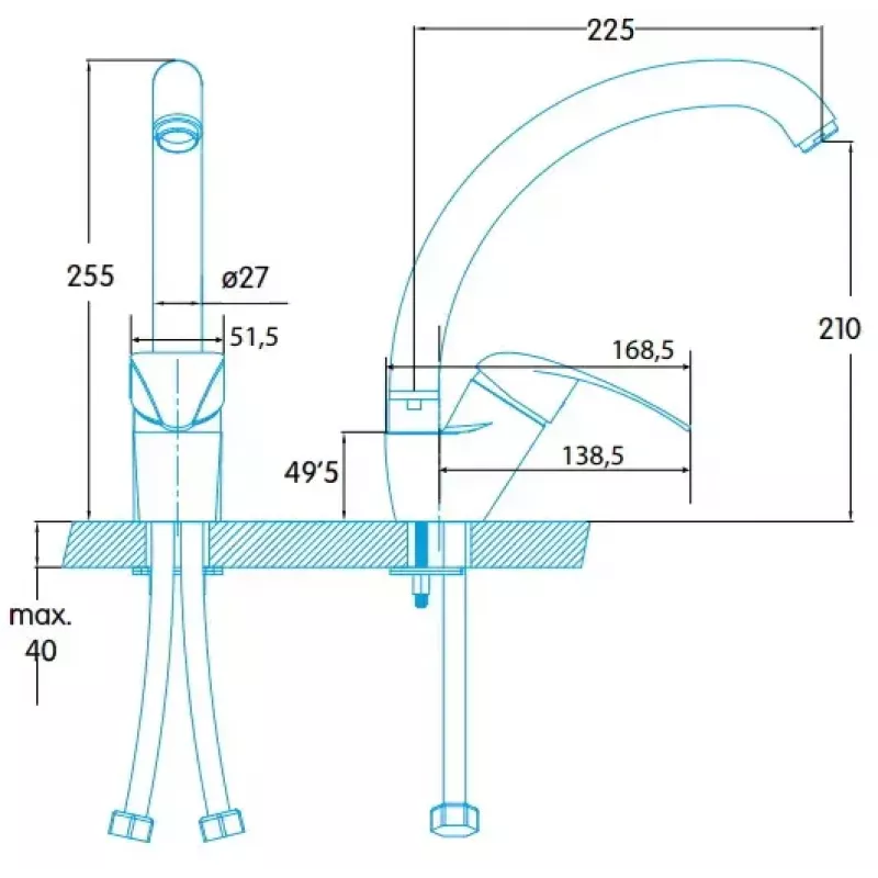 Pull-down-Armatur Edesa Iguazu Chrom Messing 25,5 cm Höhe