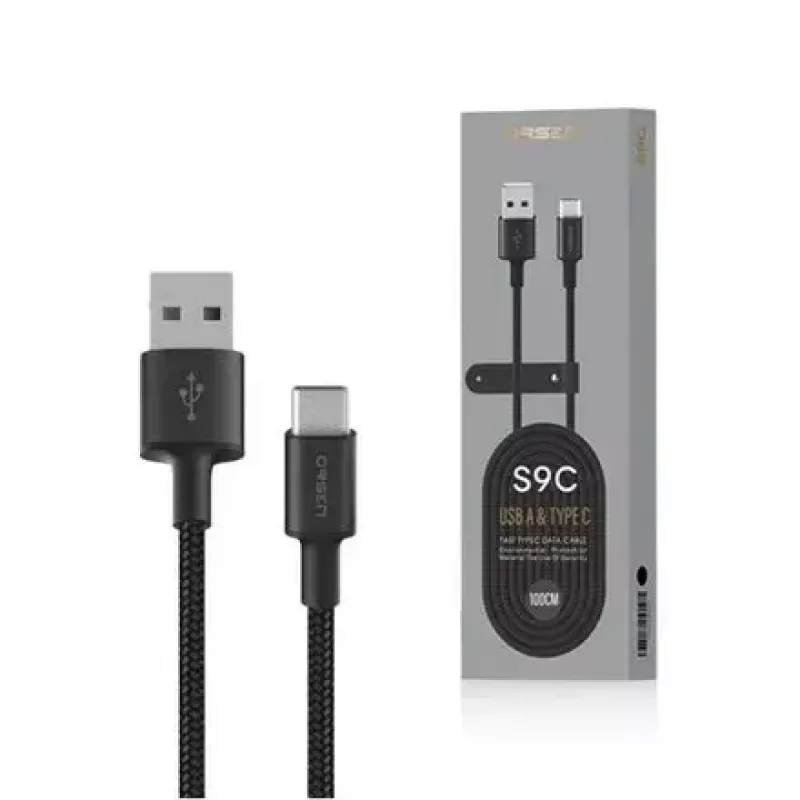 USB-A-auf-USB-C-Kabel Orsen S9C 1 m, 2,1 A, schwarz