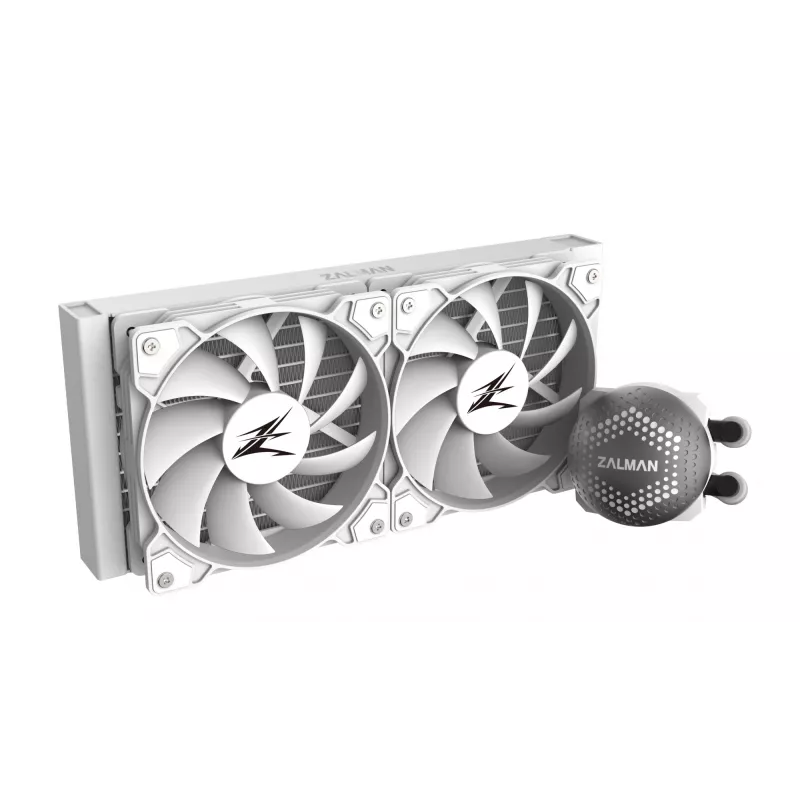 Zalman ALPHA24 Weiß CPU-Flüssigkeitskühler 240-mm-Radiator 2 x 120-mm-Lüfter ARGB-Pumpe Dual-Prozessor-All-in-One-Flüssigkeitskühler 12 cm