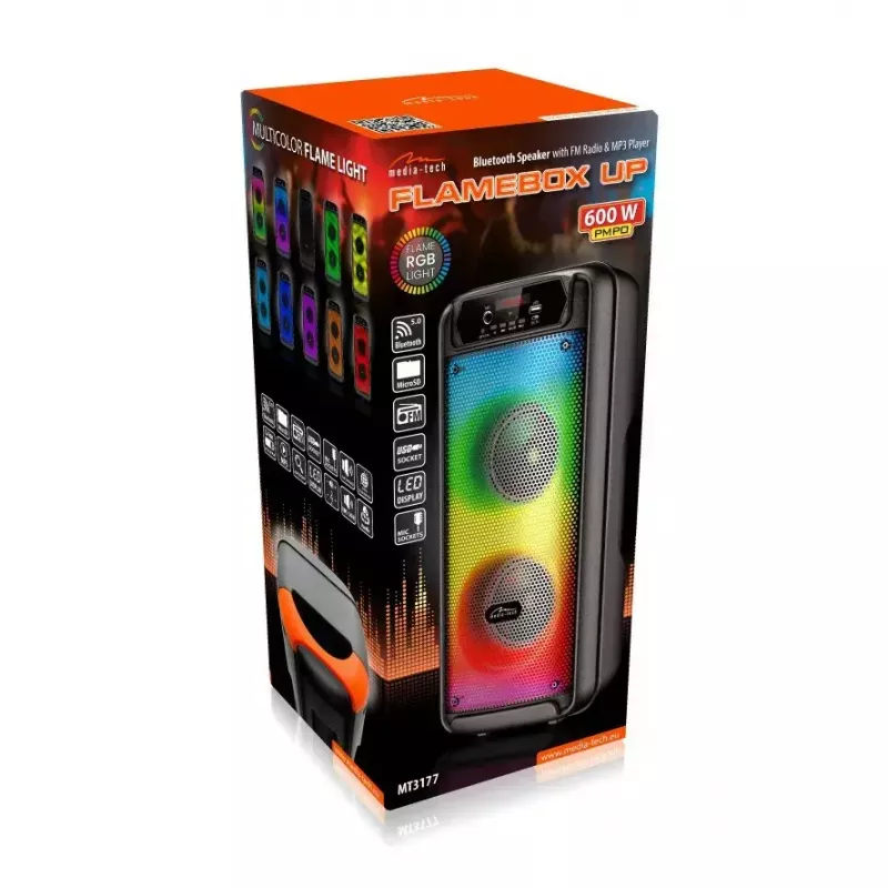 Tragbarer Lautsprecher Media-Tech MT3177 Flamebox UP, Schwarz