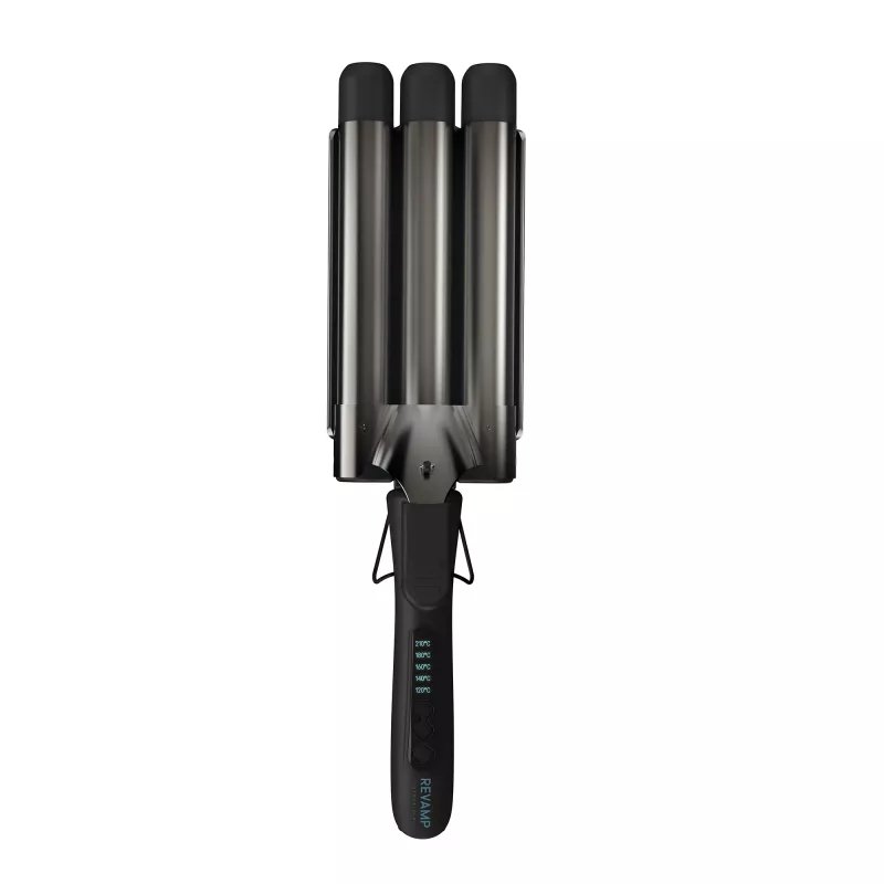 Revamp Progloss Deep Beach Waver Texturizing iron Warm Schwarz 3 m