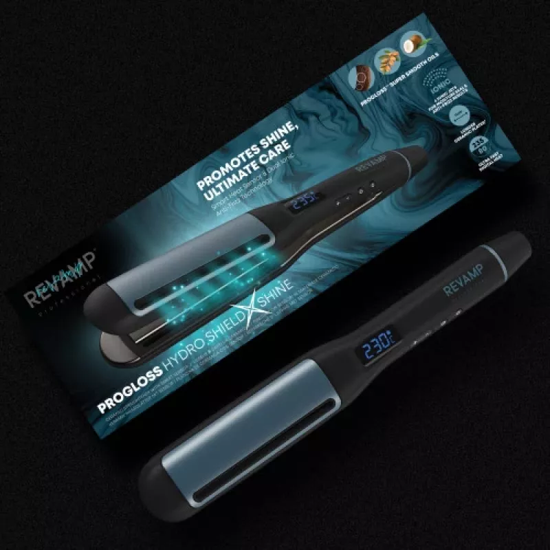 Revamp Progloss Hydro Shield X Shine Glätteisen Warm Schwarz 3 m