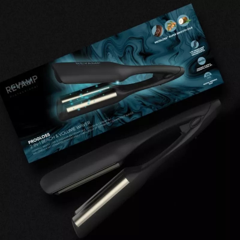 Revamp Progloss 2-in-1 Beach & Volume Waver Lockenstab Warm Schwarz 3 m