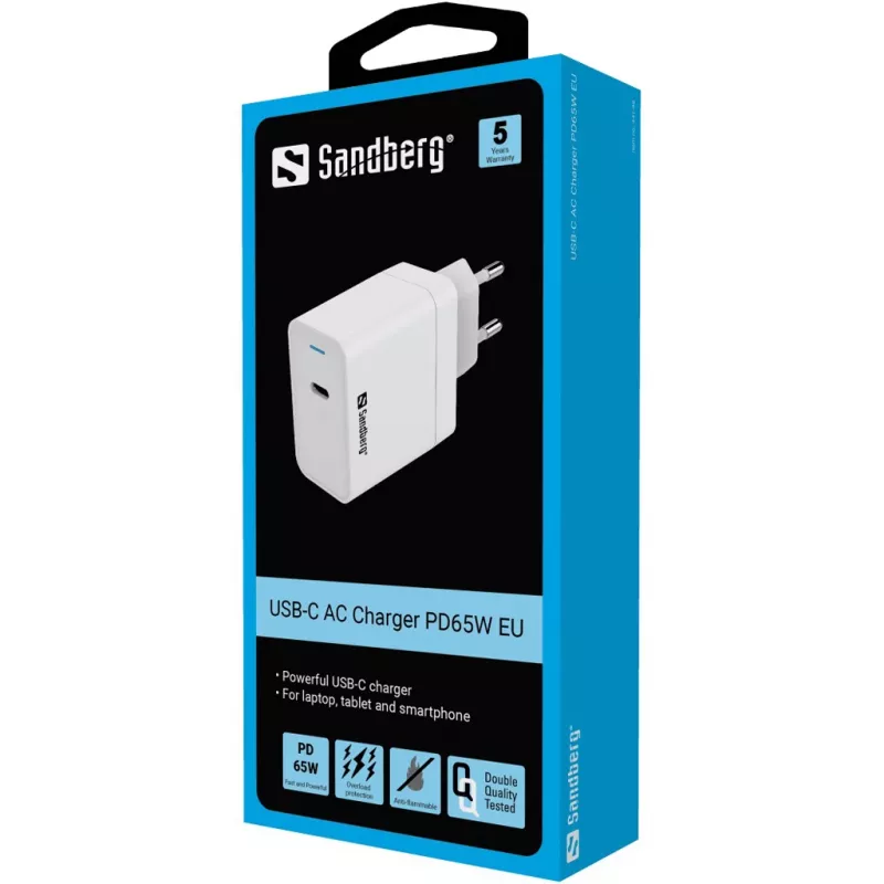 AC-Ladegerät Sandberg USB-C PD65W EU Indoor Universal Weiß