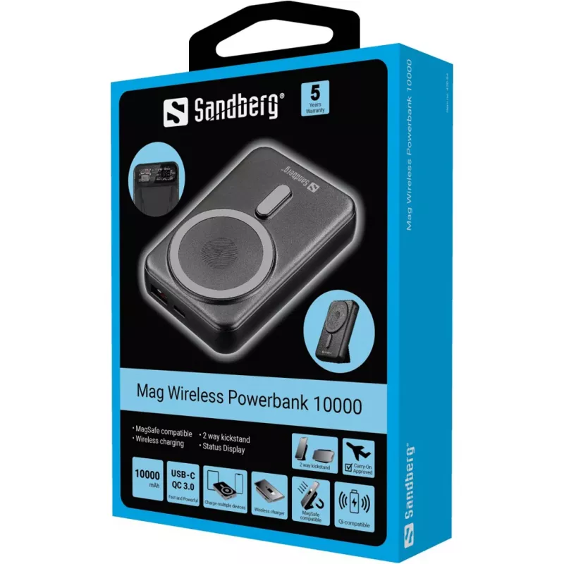 Tragbare Powerbank Sandberg Mag Wireless Powerbank 10000, 10000 mAh